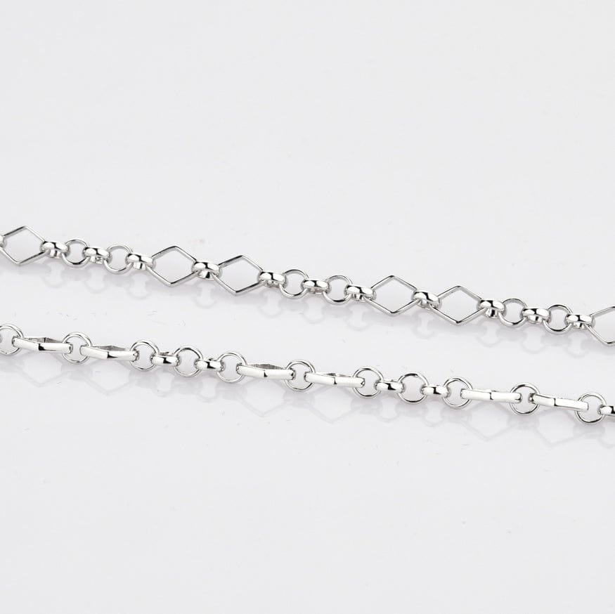 Jewelove™ Chains Designer Platinum Chain with Alternating Square and Round Links JL PT CH 769