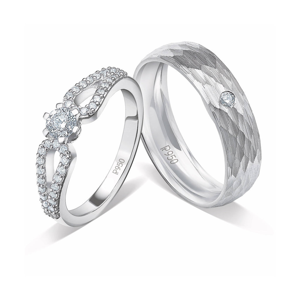 Jewelove™ Rings Both / SI IJ Designer Platinum Couple Rings with Diamonds JL PT 921