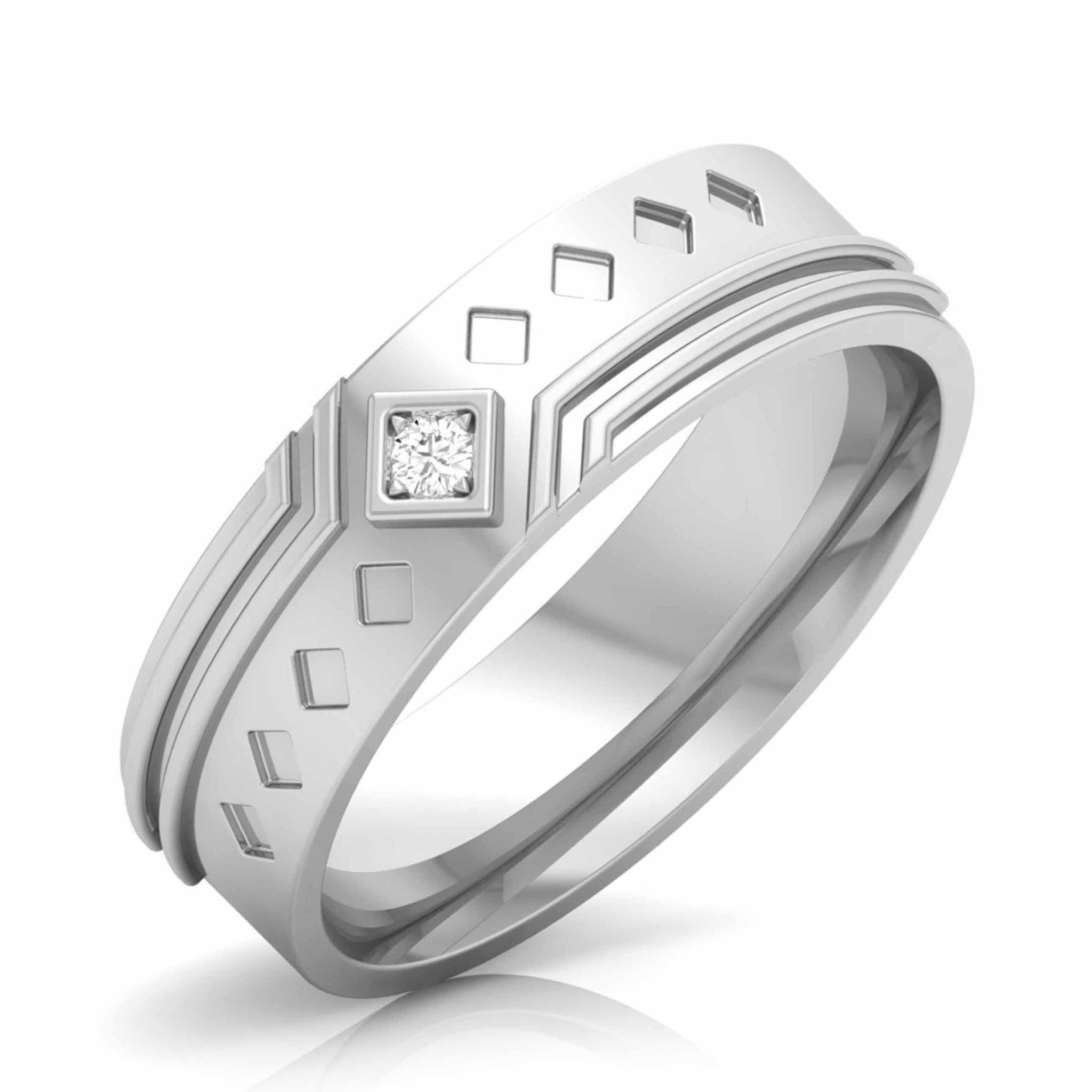 Jewelove™ Rings Men's Band only / SI IJ Designer Platinum Diamond Couple Ring JL PT CB 107