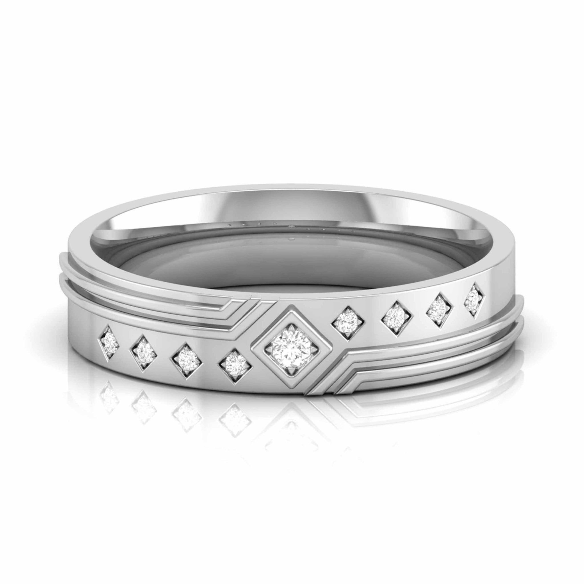 Jewelove™ Rings Women's Band only / SI IJ Designer Platinum Diamond Couple Ring JL PT CB 107