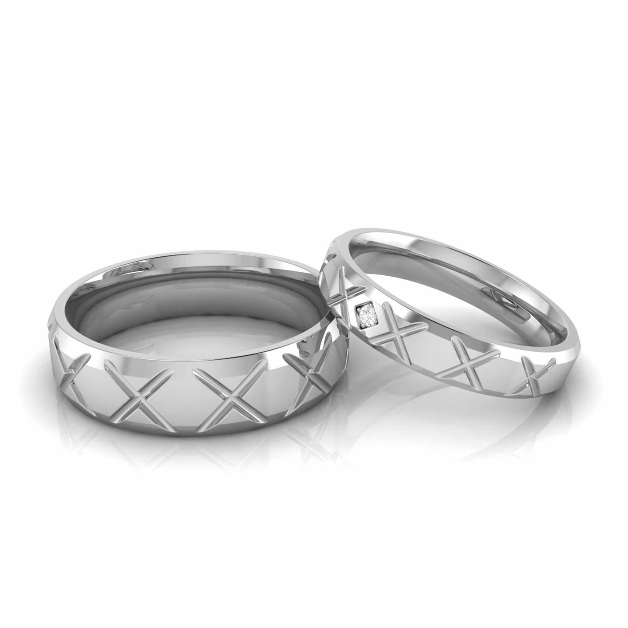 Jewelove™ Rings Both Designer Platinum Diamond Couple Ring JL PT CB 147