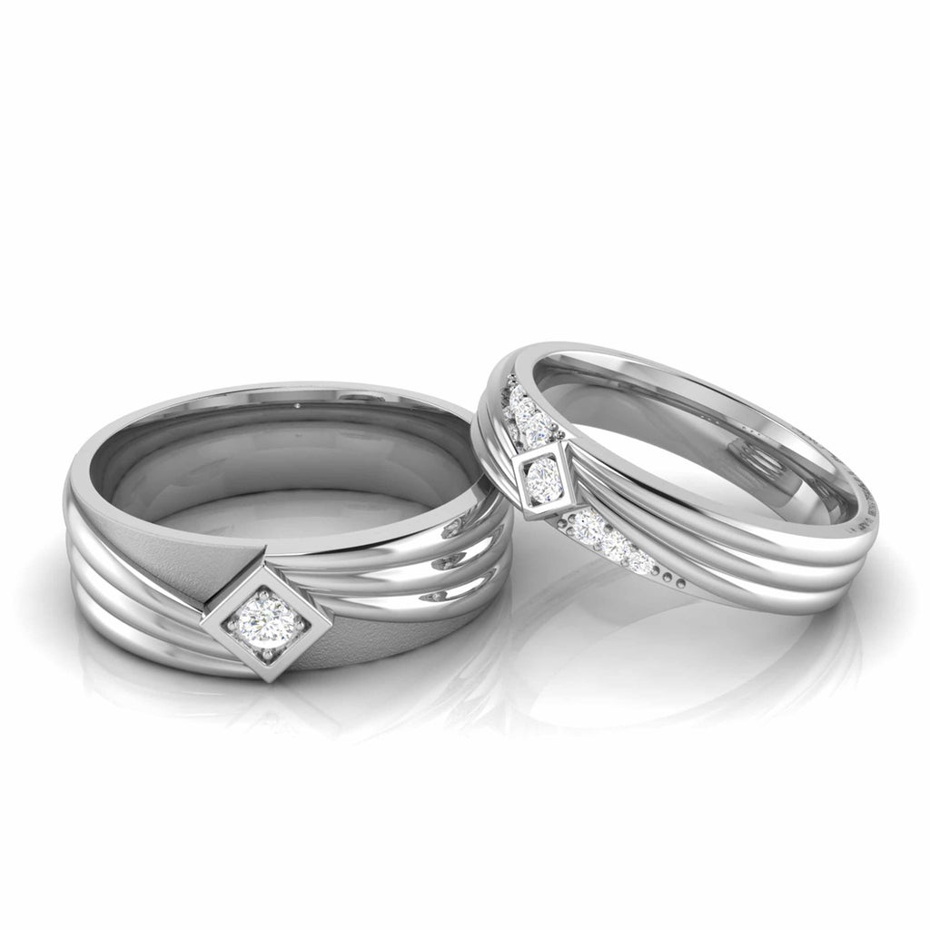 Jewelove™ Rings Both / SI IJ Designer Platinum Diamond Couple Ring JL PT CB 17