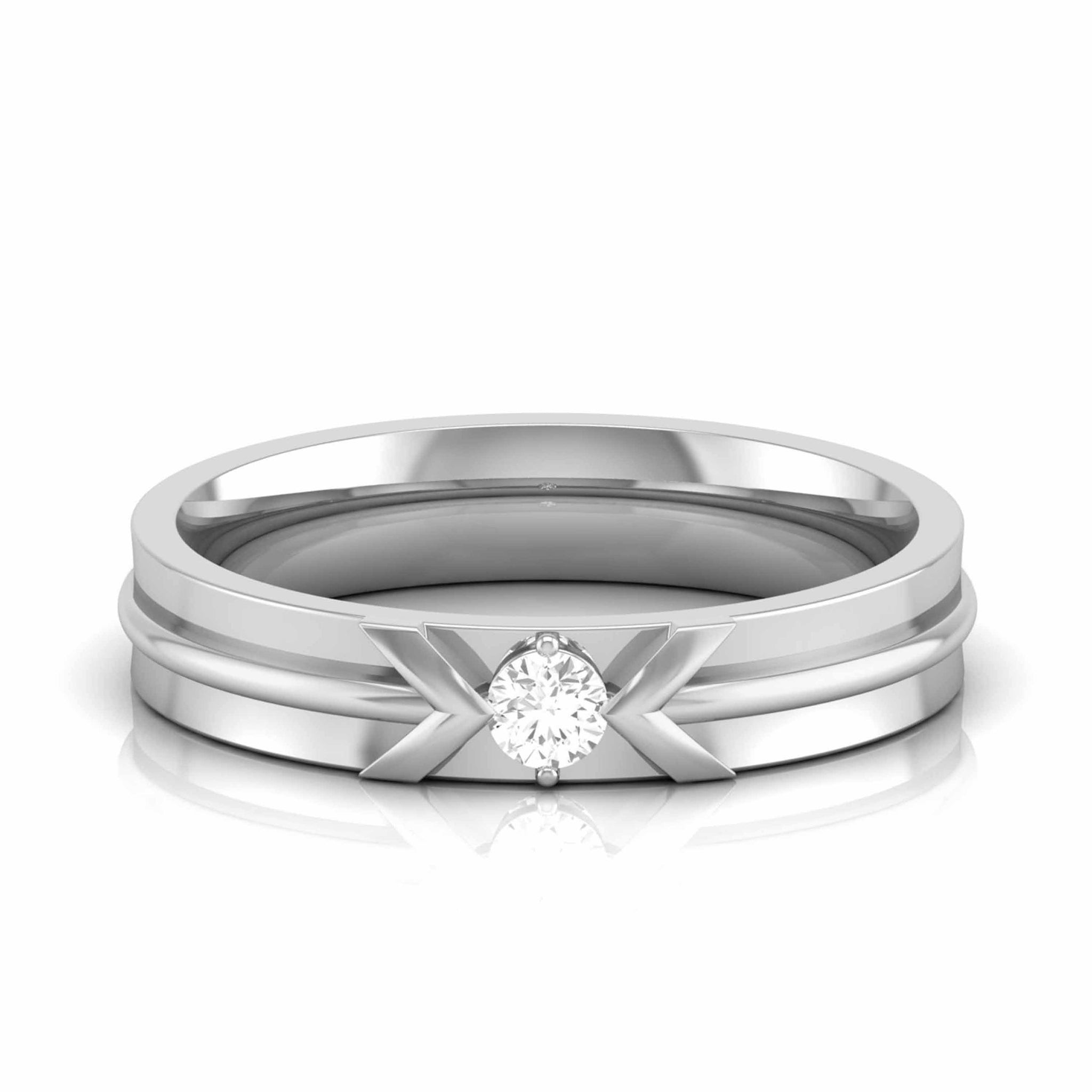 Jewelove™ Rings Women's Band only / SI IJ Designer Platinum Diamond Couple Ring JL PT CB 18