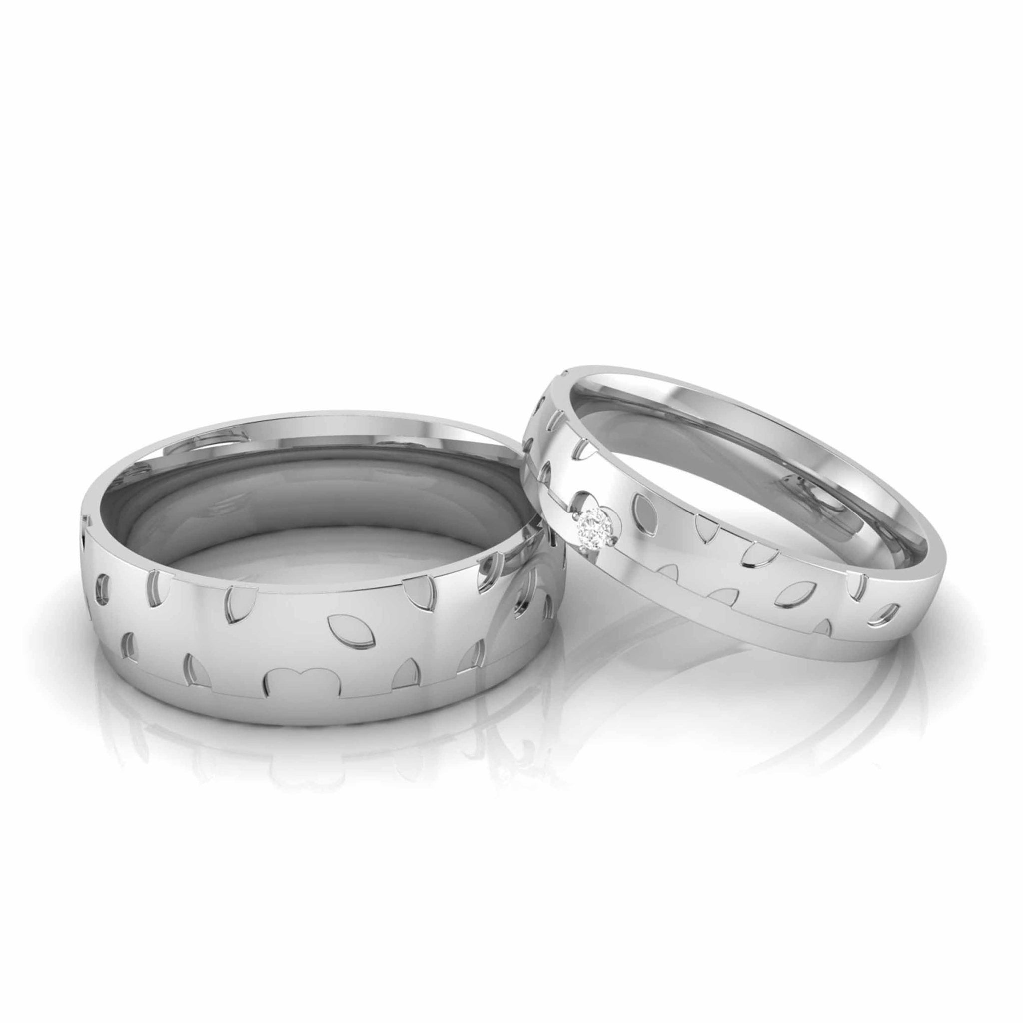 Jewelove™ Rings Both / SI IJ Designer Platinum Diamond Couple Ring JL PT CB 89