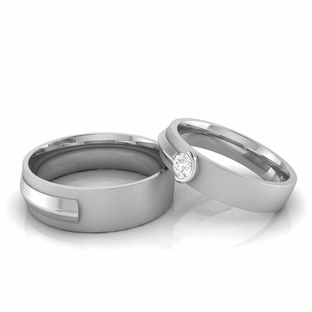 Jewelove™ Rings Both / SI IJ Designer Platinum Diamond Couple Ring with Matte Finish JL PT CB 19