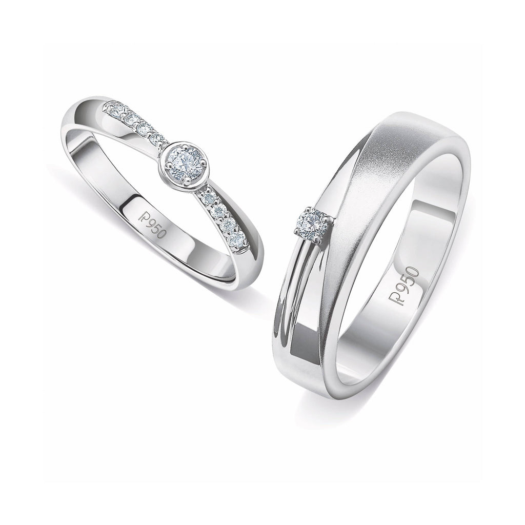 Jewelove™ Rings SI IJ / Women's Band only Designer Platinum Diamond Couple Rings JL PT 915