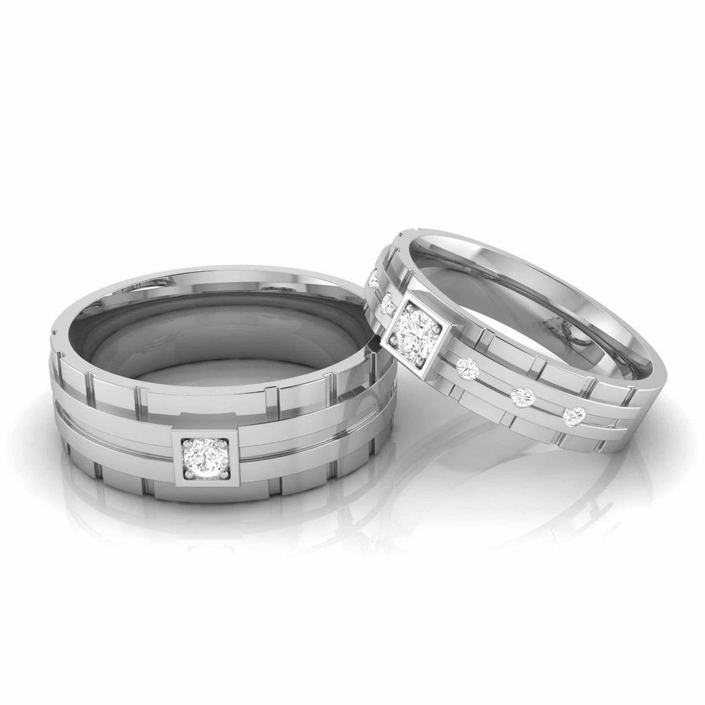 Jewelove™ Rings Both / SI IJ Designer Platinum Diamond Couple Rings JL PT CB 106
