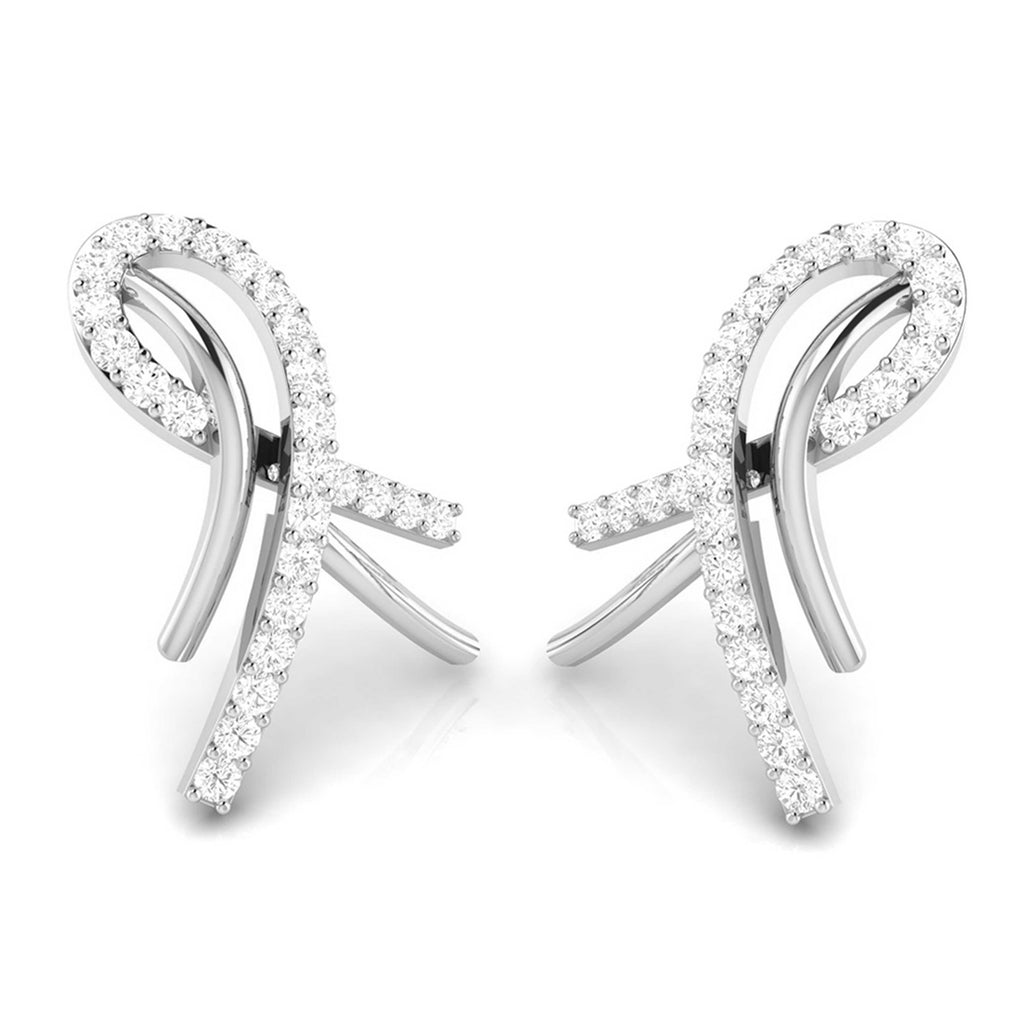 Jewelove™ Earrings Women's Band only / SI IJ Designer Platinum Diamond Earrings for Women JL PT E BT 39-D