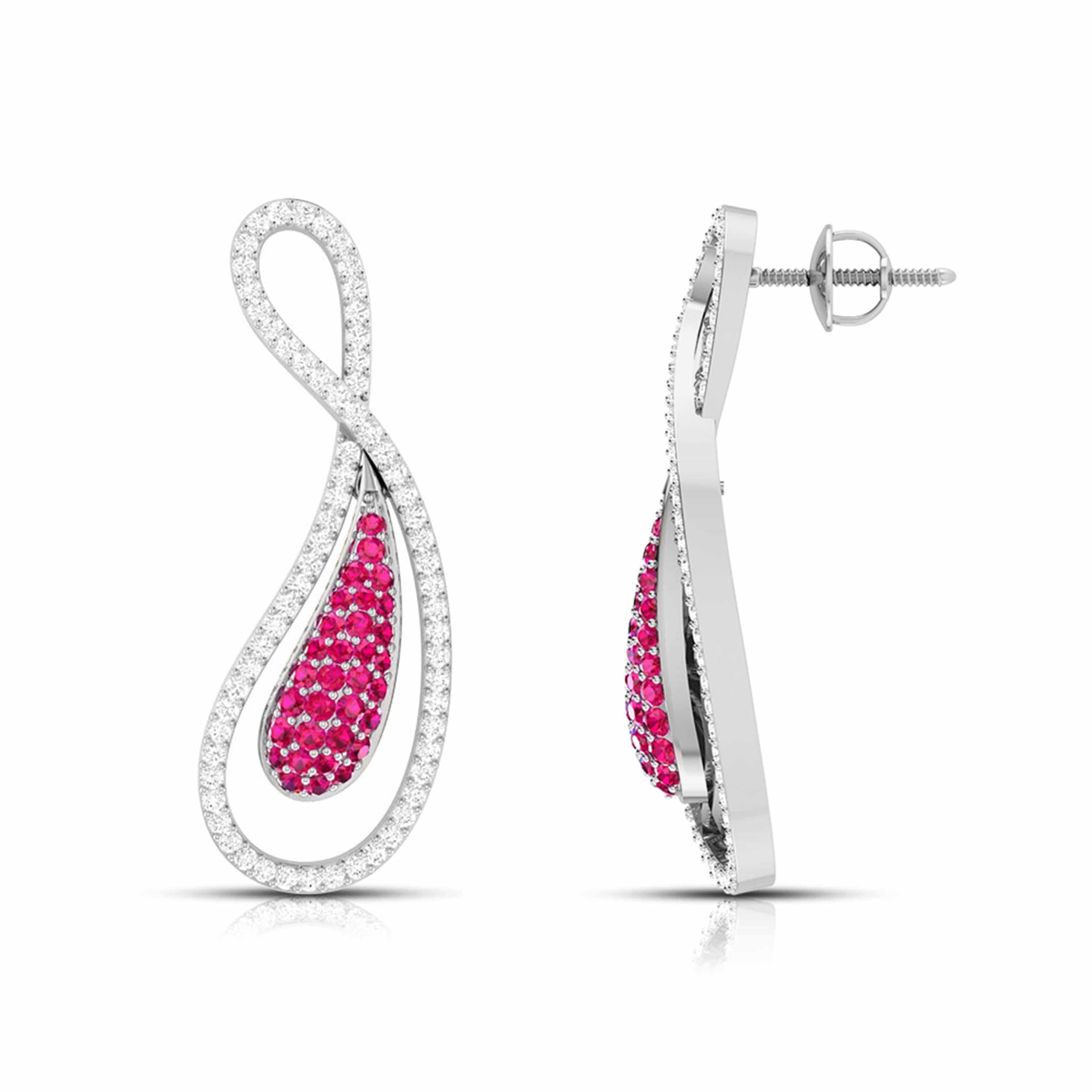 Pearl, Ruby & Diamond Earrings