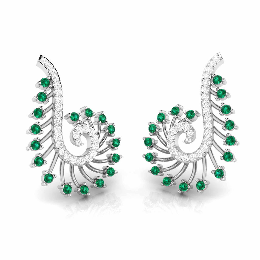Jewelove™ Earrings Green Designer Platinum Diamond Earrings for Women JL PT E NL8585