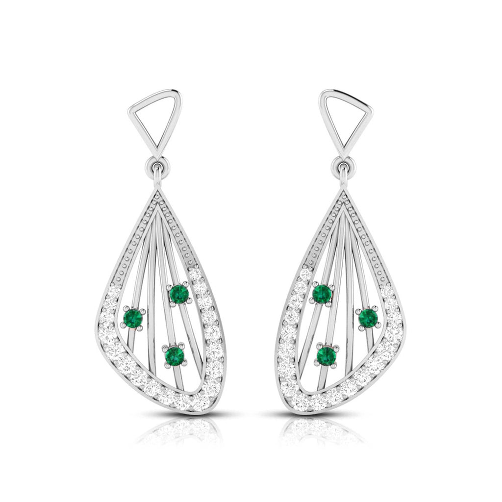 Jewelove™ Earrings Green Designer Platinum Diamond Earrings for Women JL PT E NL8592