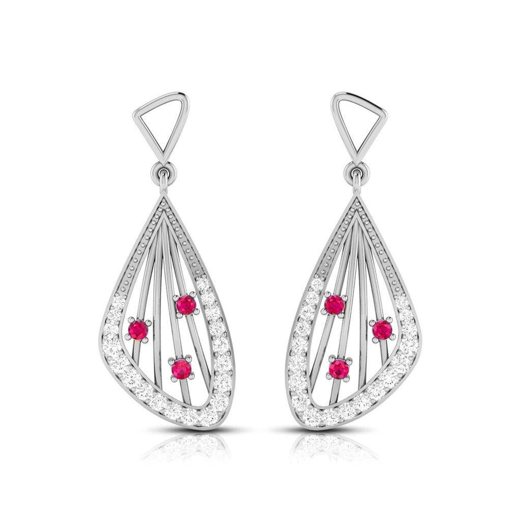 Jewelove™ Earrings Red Designer Platinum Diamond Earrings for Women JL PT E NL8592