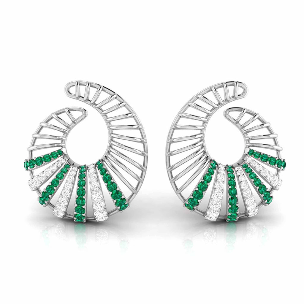 Jewelove™ Earrings Green Designer Platinum Diamond Earrings for Women JL PT E NL8598