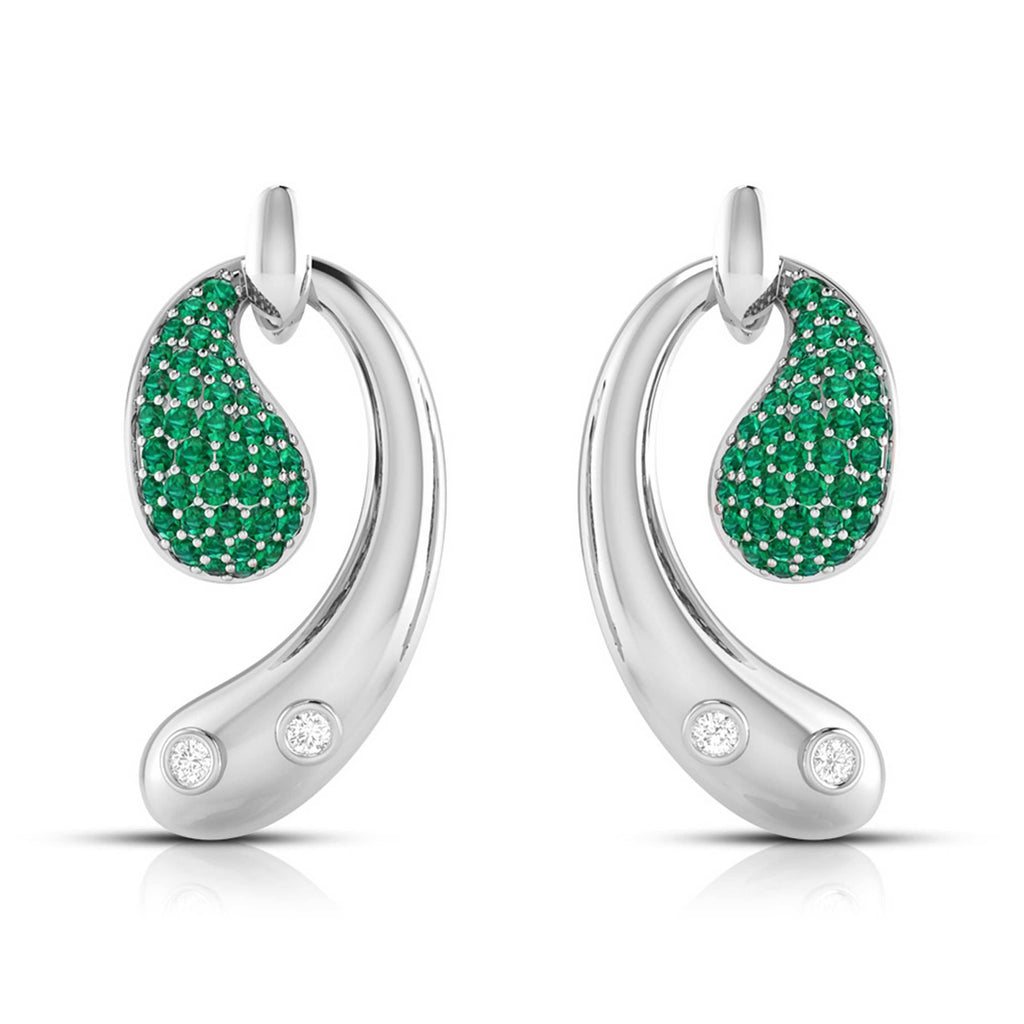Jewelove™ Earrings Green Designer Platinum Diamond Earrings for Women JL PT E NL8600