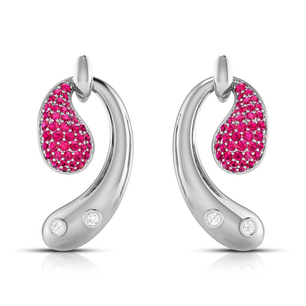 Jewelove™ Earrings Red Designer Platinum Diamond Earrings for Women JL PT E NL8600