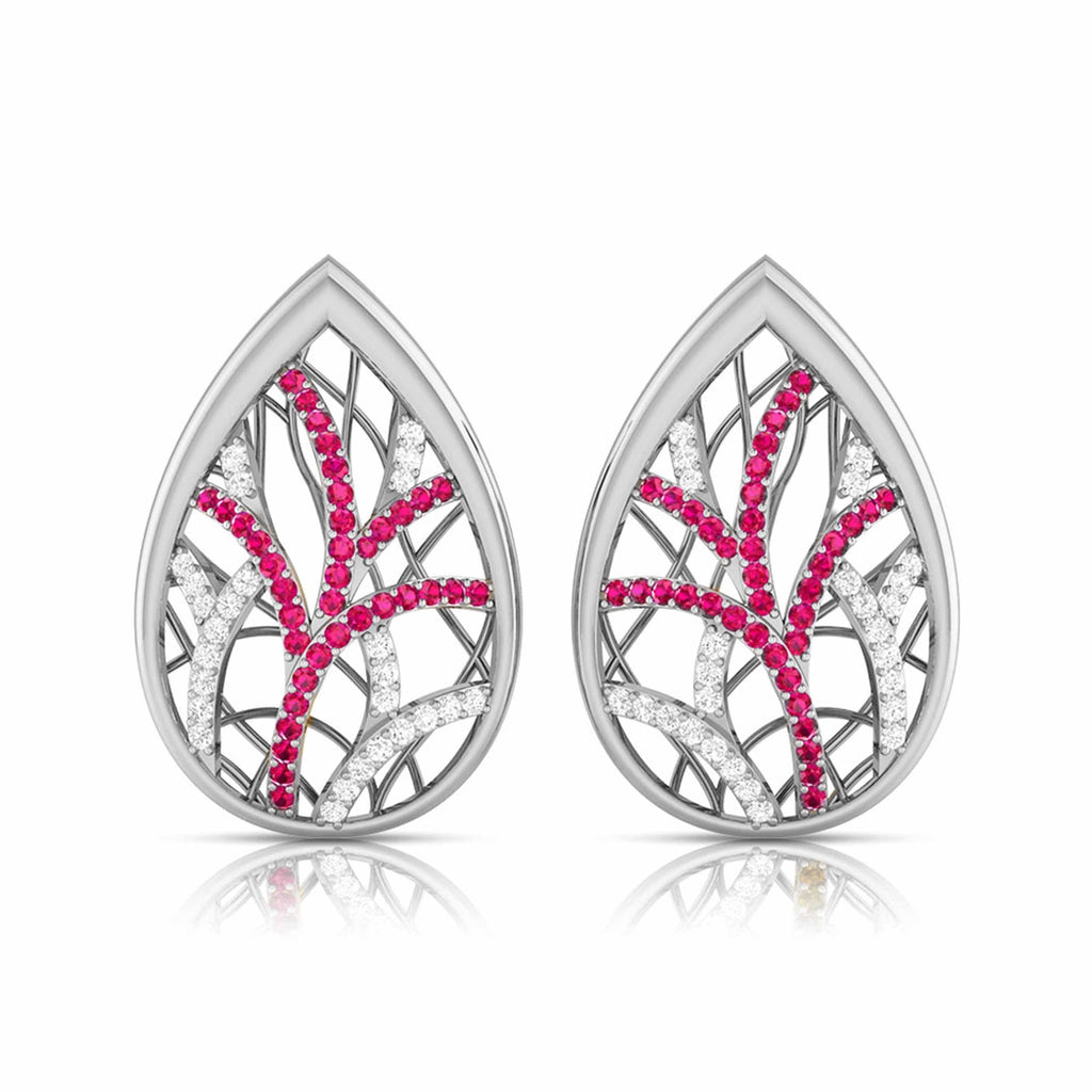 Jewelove™ Earrings Red Designer Platinum Diamond Earrings for Women JL PT E NL8606