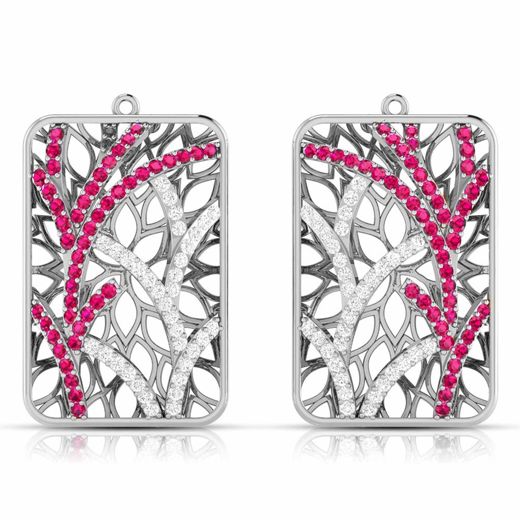 Jewelove™ Earrings Red Designer Platinum Diamond Earrings for Women JL PT E NL8607