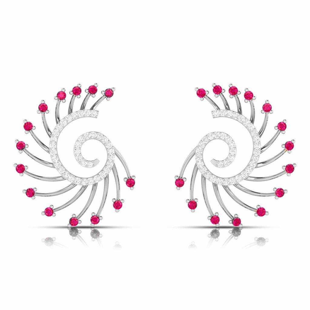 Jewelove™ Earrings Red Designer Platinum Diamond Earrings for Women JL PT E NL8689