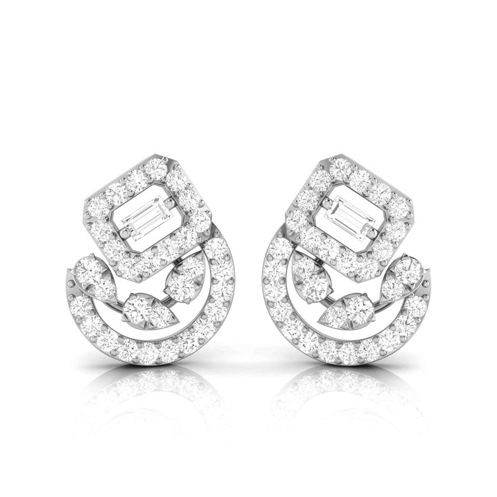 Jewelove™ Earrings SI IJ Designer Platinum Diamond Earrings for Women JL PT E OLS 21