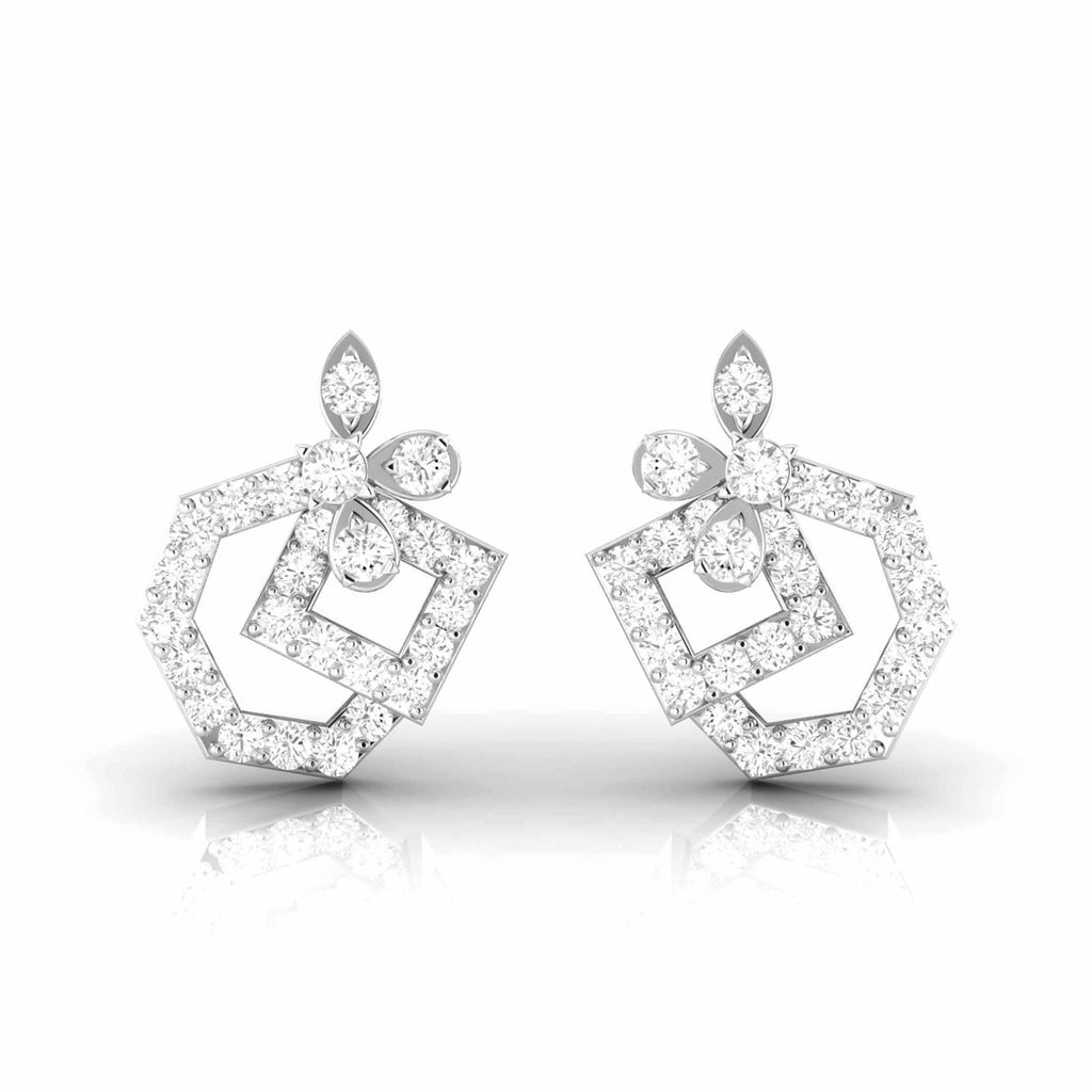 Jewelove™ Earrings SI IJ Designer Platinum Diamond Earrings for Women JL PT E OLS 34
