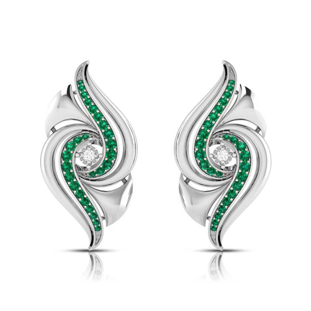 Jewelove™ Earrings Green Designer Platinum Diamond Earrings With Emerald for Women JL PT E NL8674