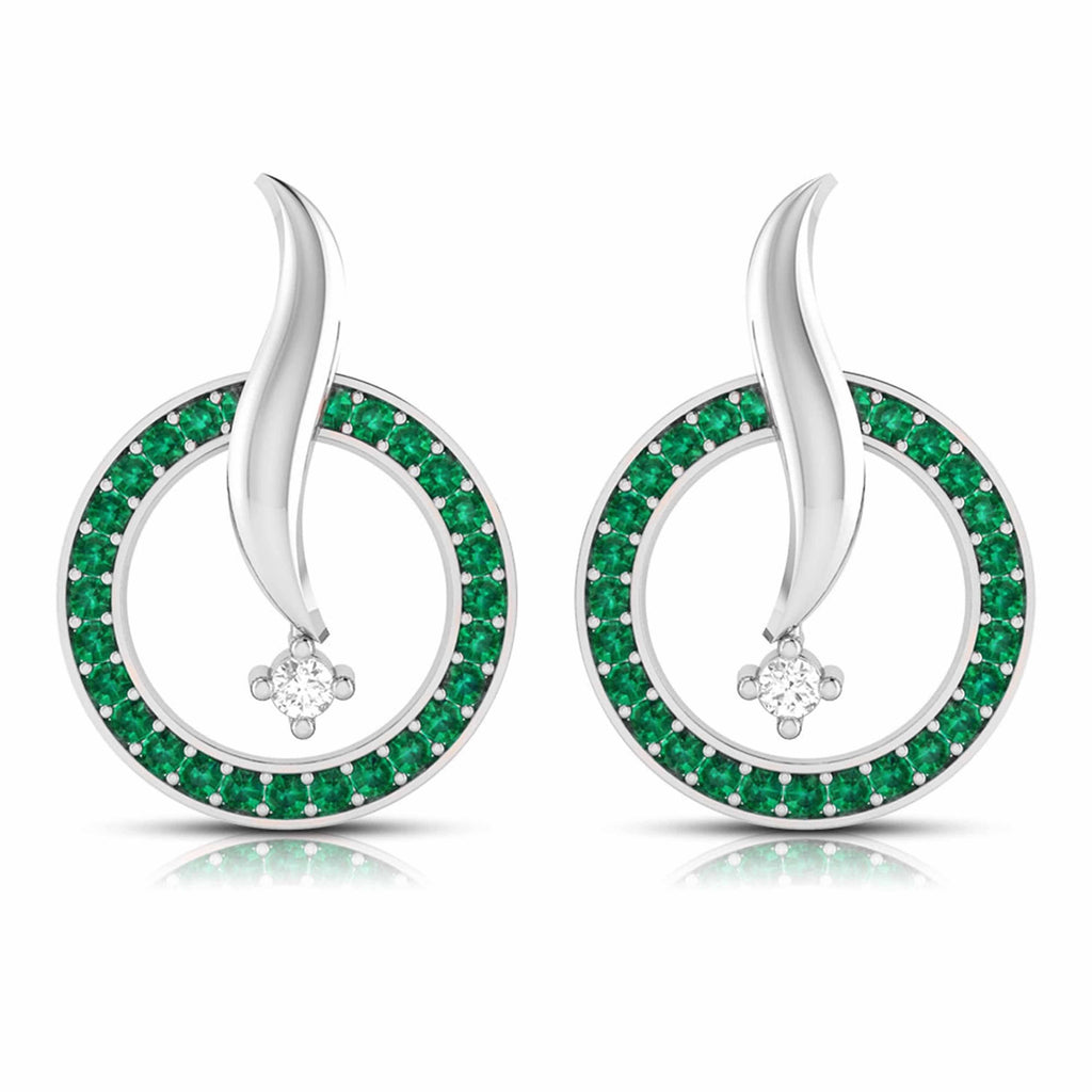 Jewelove™ Earrings Green Designer Platinum Diamond Earrings With Emerald for Women JL PT E NL8682