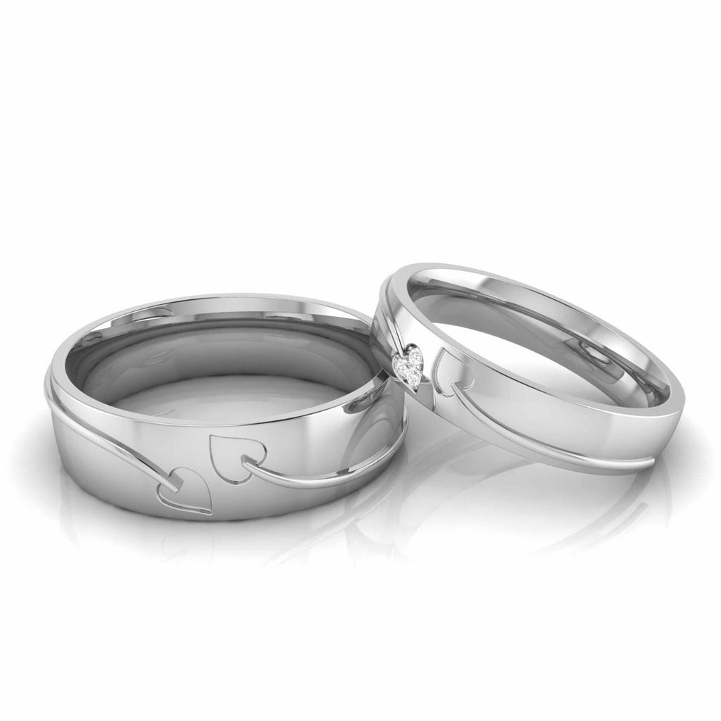 Jewelove™ Rings Both / SI IJ Designer Platinum Diamond Heart Couple Ring JL PT CB 69