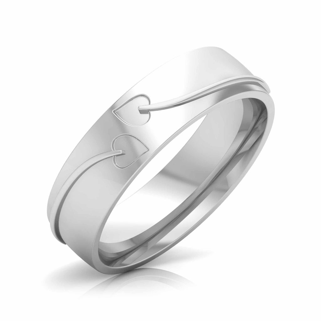 Jewelove™ Rings Men's Band only / SI IJ Designer Platinum Diamond Heart Couple Ring JL PT CB 69