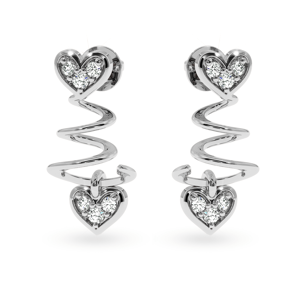Jewelove™ Earrings SI IJ Designer Platinum Diamond Heart Earrings for Women JL PT E LC837