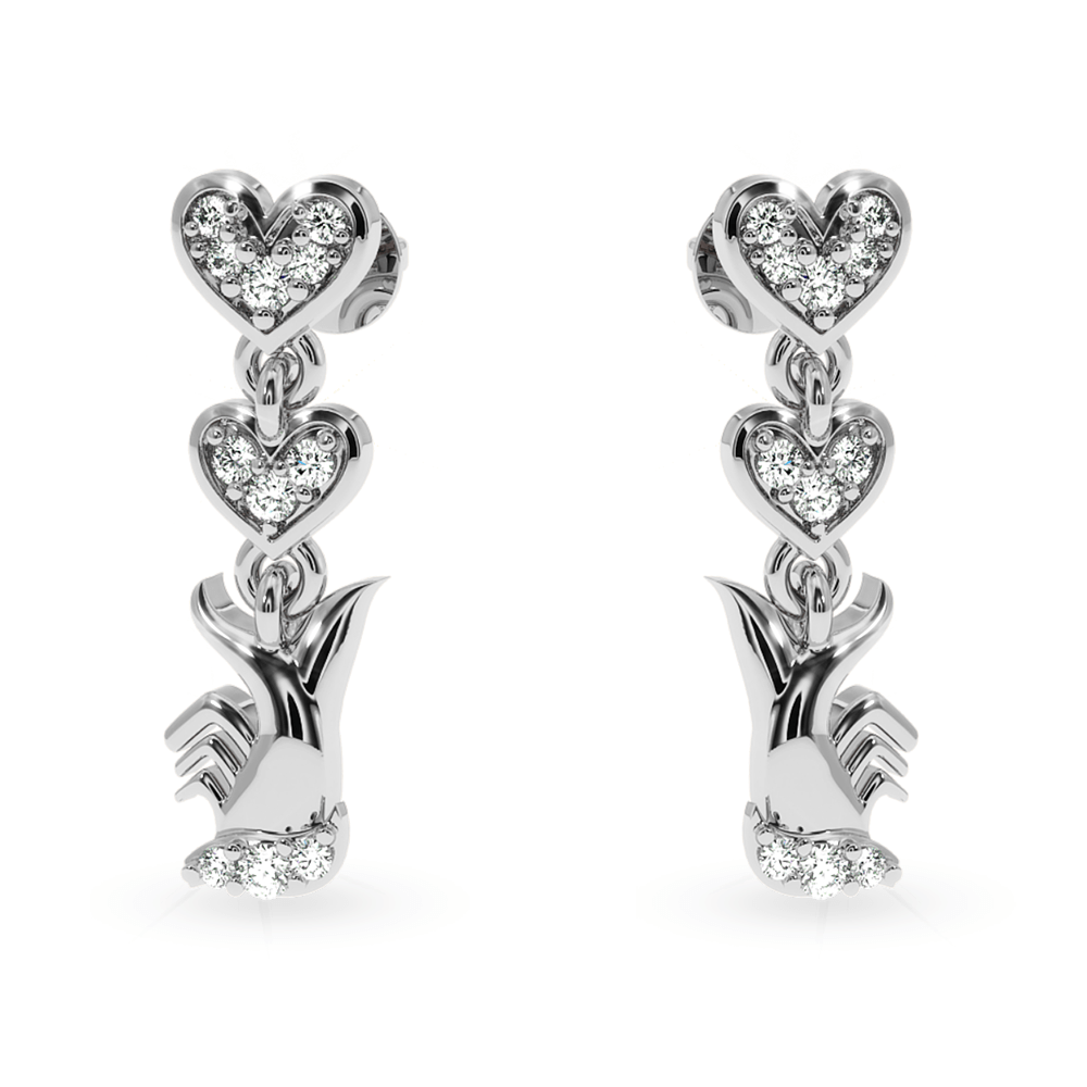 Jewelove™ Earrings SI IJ Designer Platinum Diamond Heart Earrings for Women JL PT E LC838