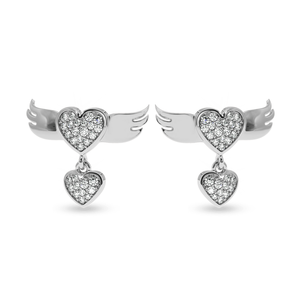 Jewelove™ Earrings SI IJ Designer Platinum Diamond Heart Earrings JL PT E LC805