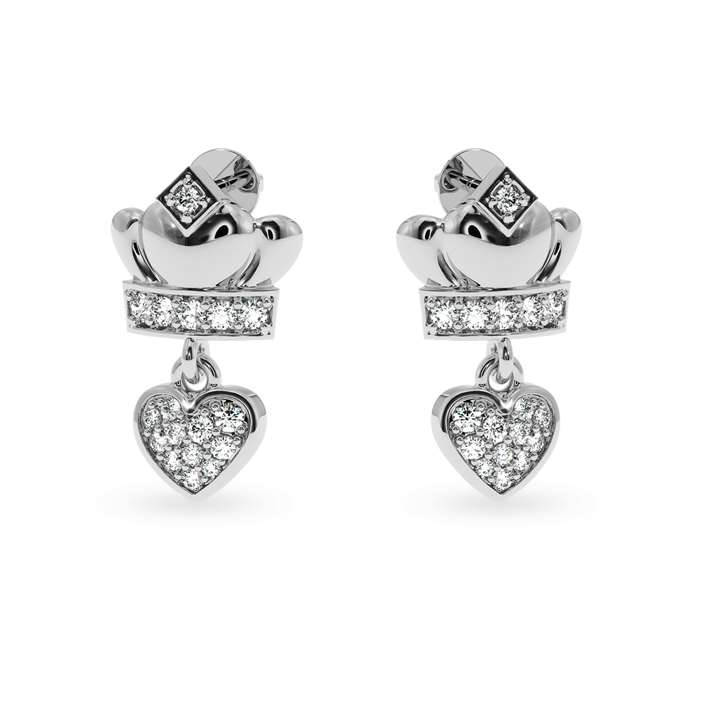 Jewelove™ Earrings SI IJ Designer Platinum Diamond Heart Earrings JL PT E LC810
