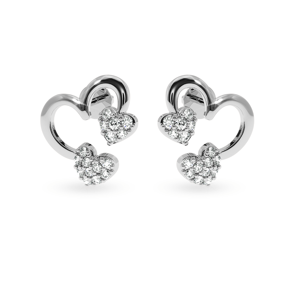 Jewelove™ Earrings SI IJ Designer Platinum Diamond Heart Earrings JL PT E LC812