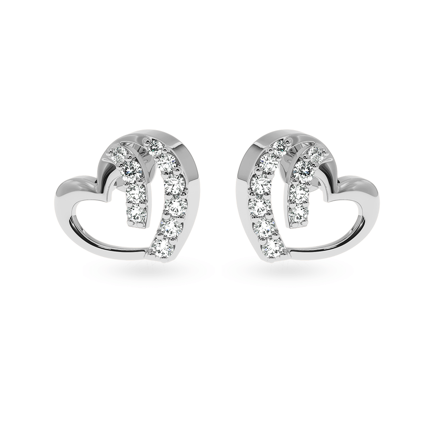 Jewelove™ Earrings SI IJ Designer Platinum Diamond Heart Earrings JL PT E LC843