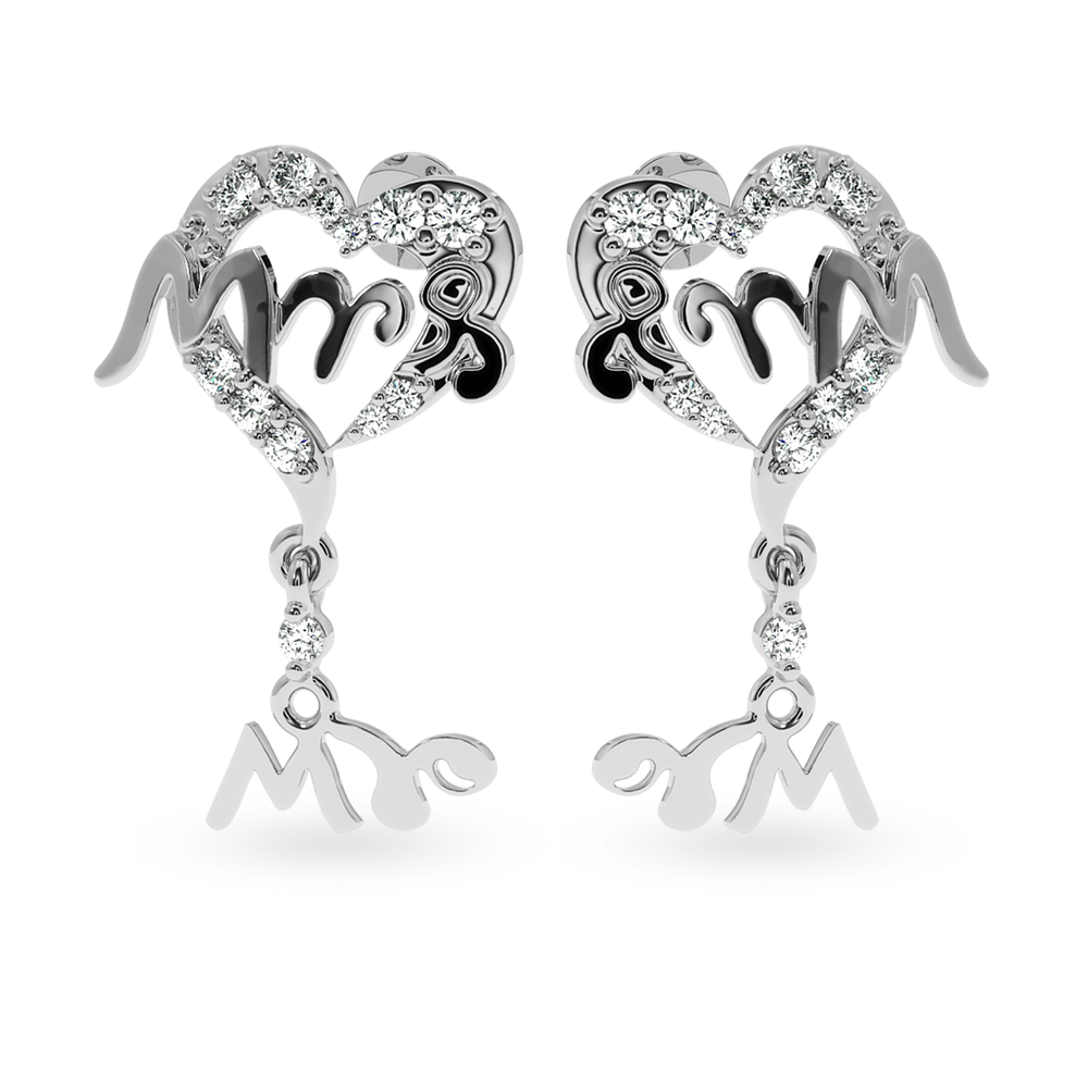 Jewelove™ Earrings SI IJ Designer Platinum Diamond Heart Earrings JL PT E LC846