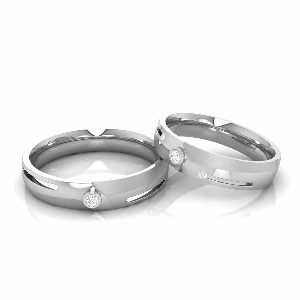 Jewelove™ Rings Both / SI IJ Designer Platinum Diamond Love Bands JL PT CB 60