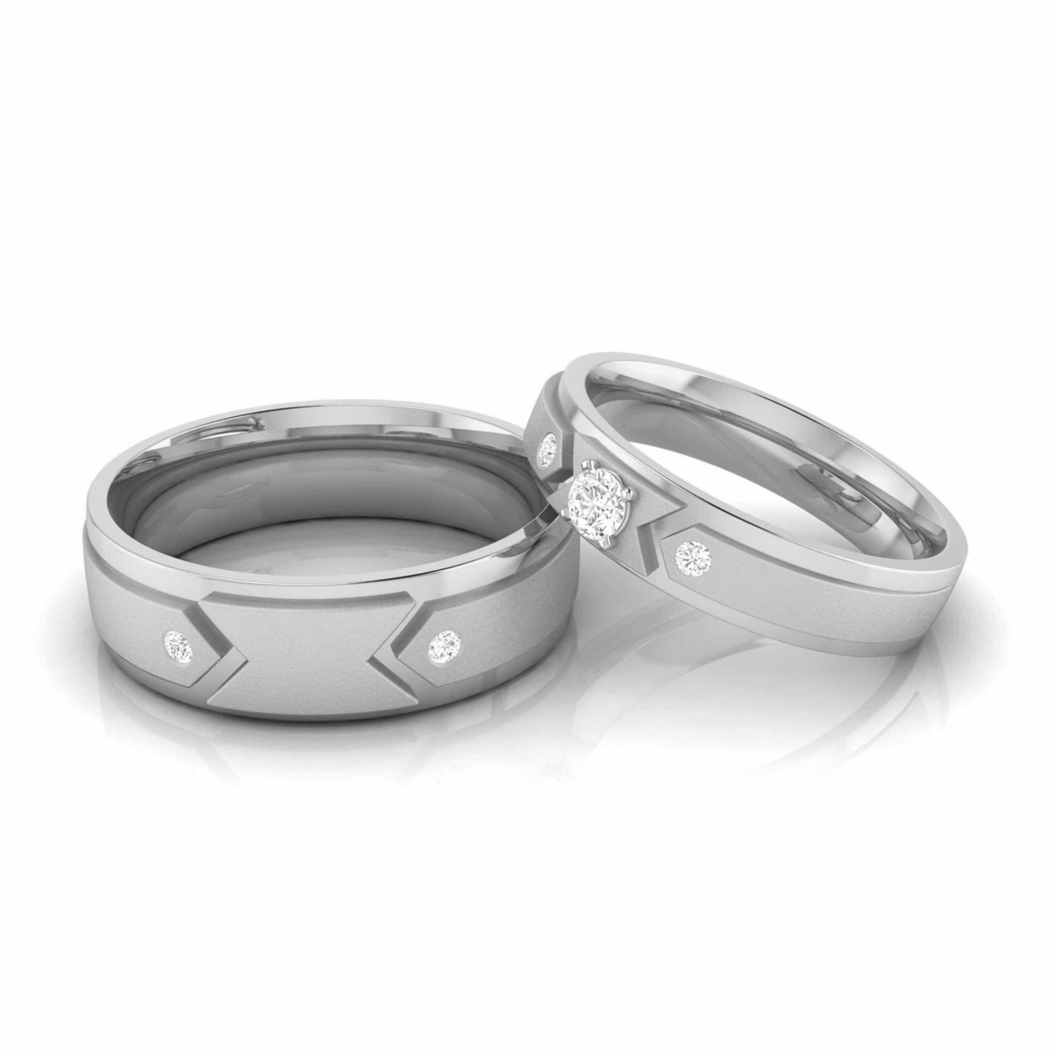 Jewelove™ Rings Both / SI IJ Designer Platinum Diamond Love Couple Bands JL PT CB  109