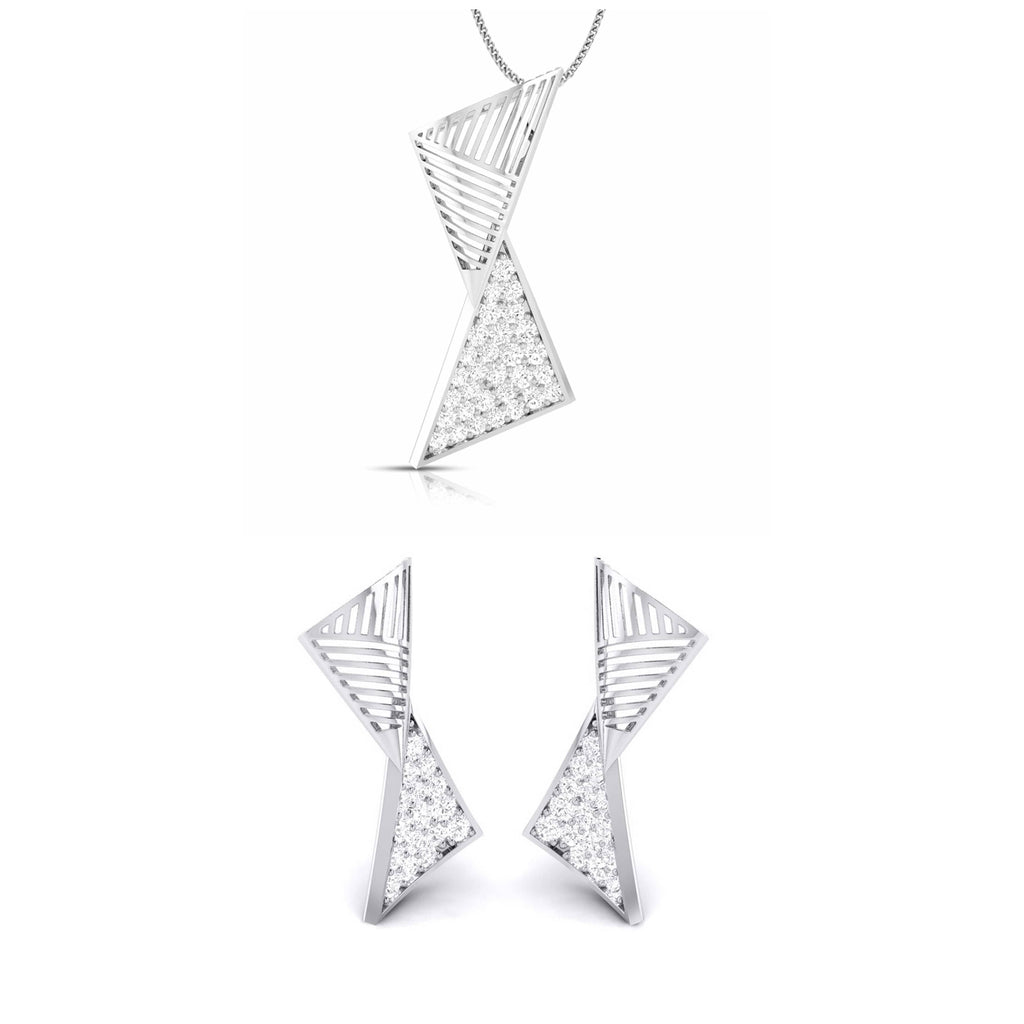 Jewelove™ Pendants & Earrings Pendant Set Designer Platinum Diamond Pendant & Earrings JL PT P BT 34-F