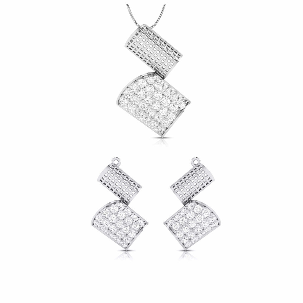 Jewelove™ Pendants & Earrings Pendant Set Designer Platinum Diamond Pendant & Earrings Set JL PT P BT 34-B