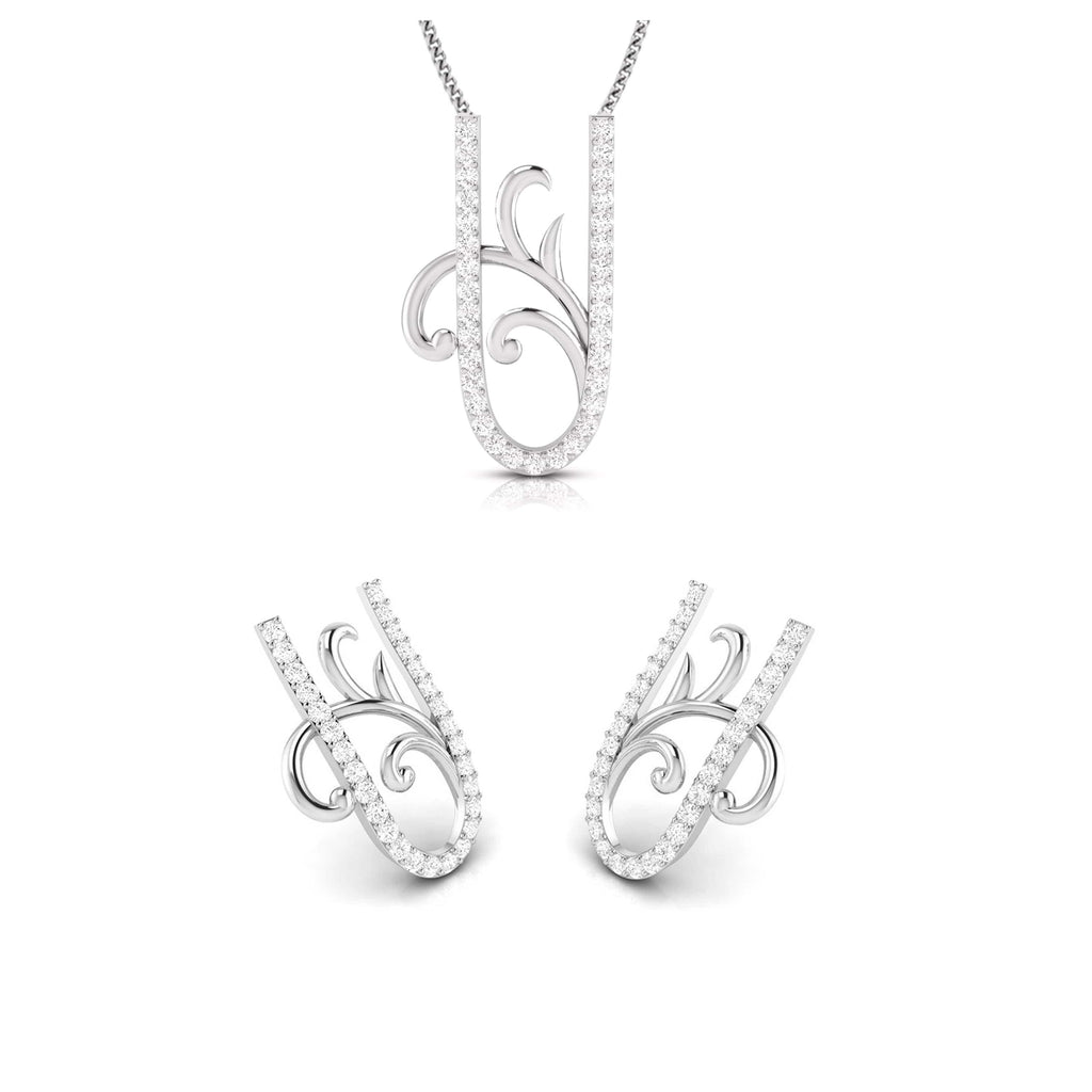 Jewelove™ Pendants & Earrings Pendant Set Designer Platinum Diamond Pendant & Earrings Set JL PT P BT 39-A