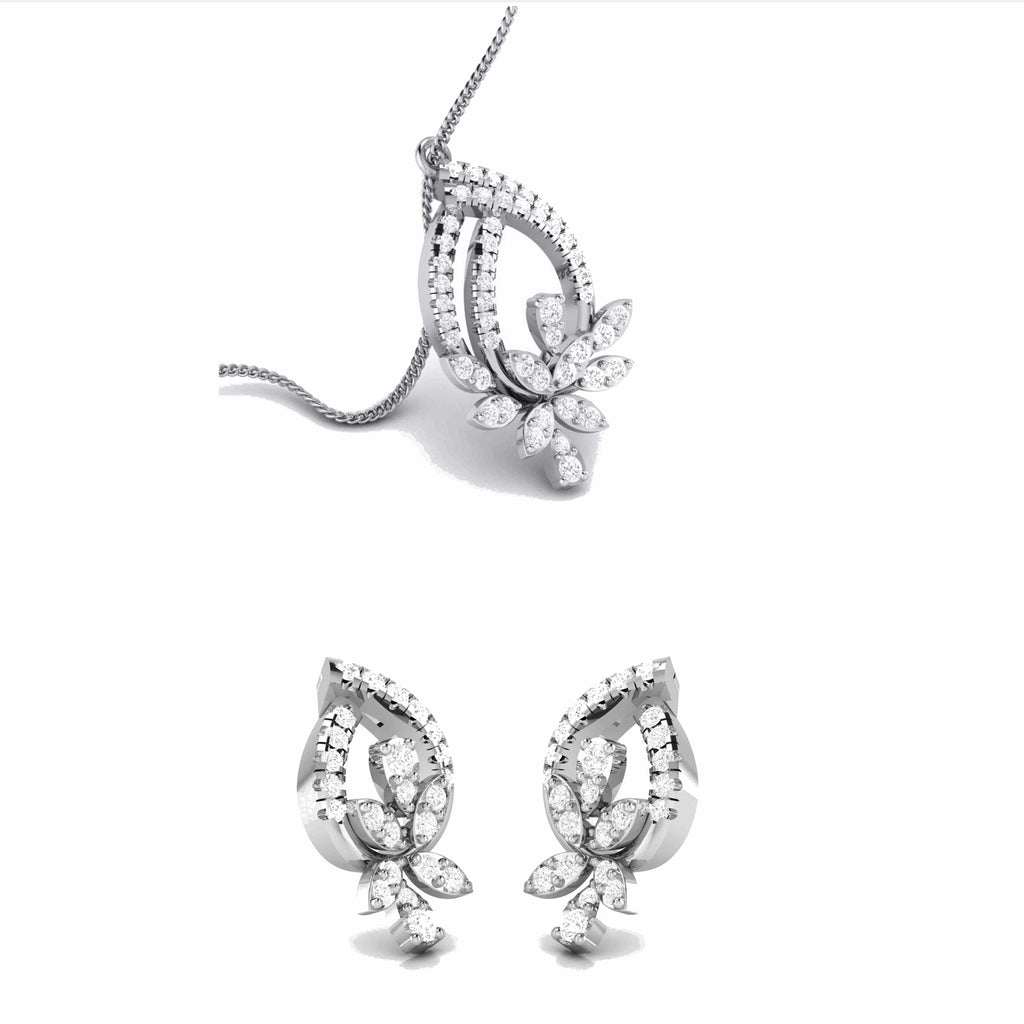 Jewelove™ Pendants & Earrings Pendant Set Designer Platinum Diamond Pendant Set for Women JL PT P 6