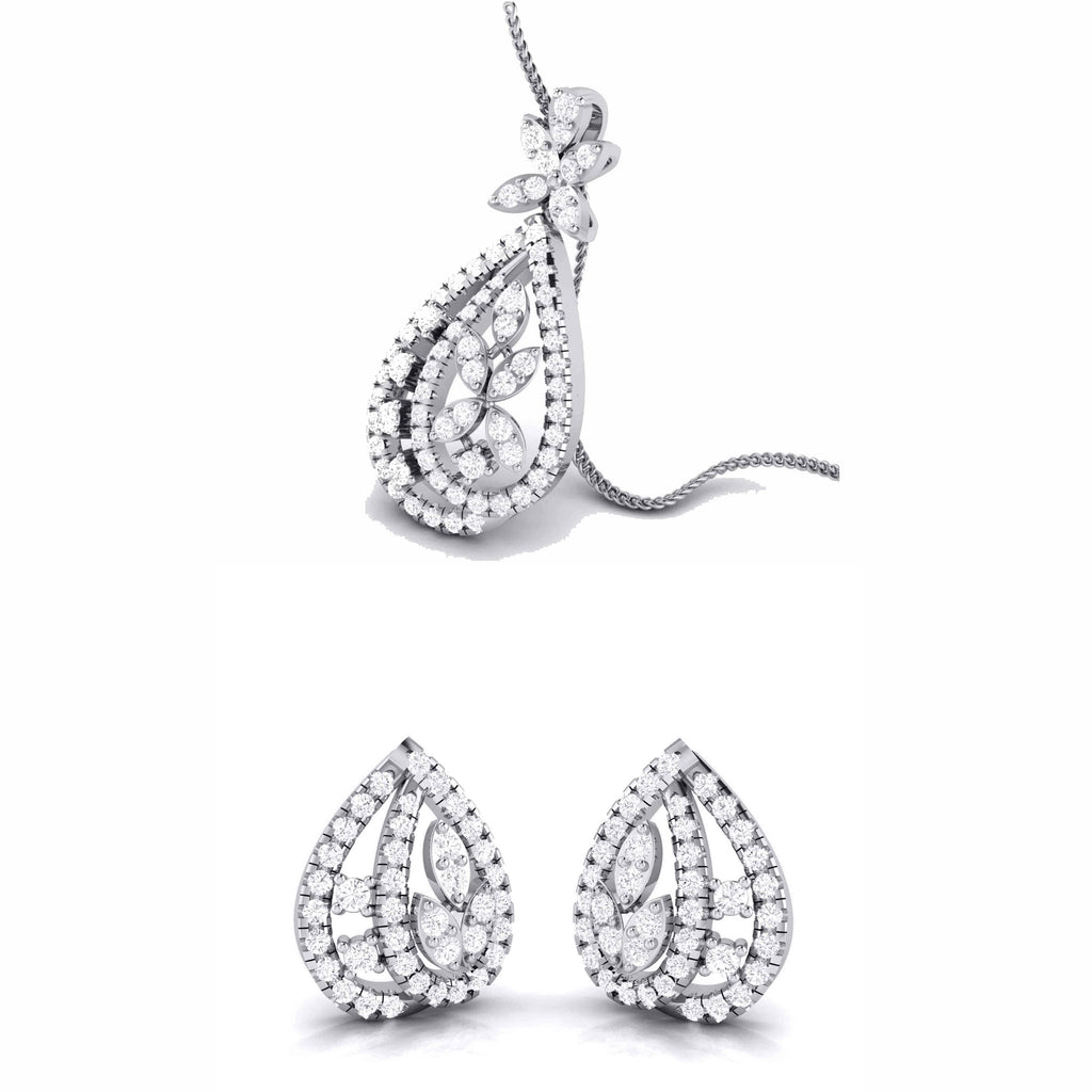 Jewelove™ Pendants & Earrings Pendant Set Designer Platinum Diamond Pendant Set JL PT P 3