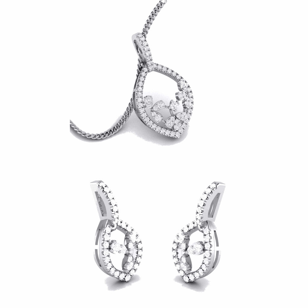 Jewelove™ Pendants & Earrings Pendant Set Designer Platinum Diamond Pendant Set JL PT P 7