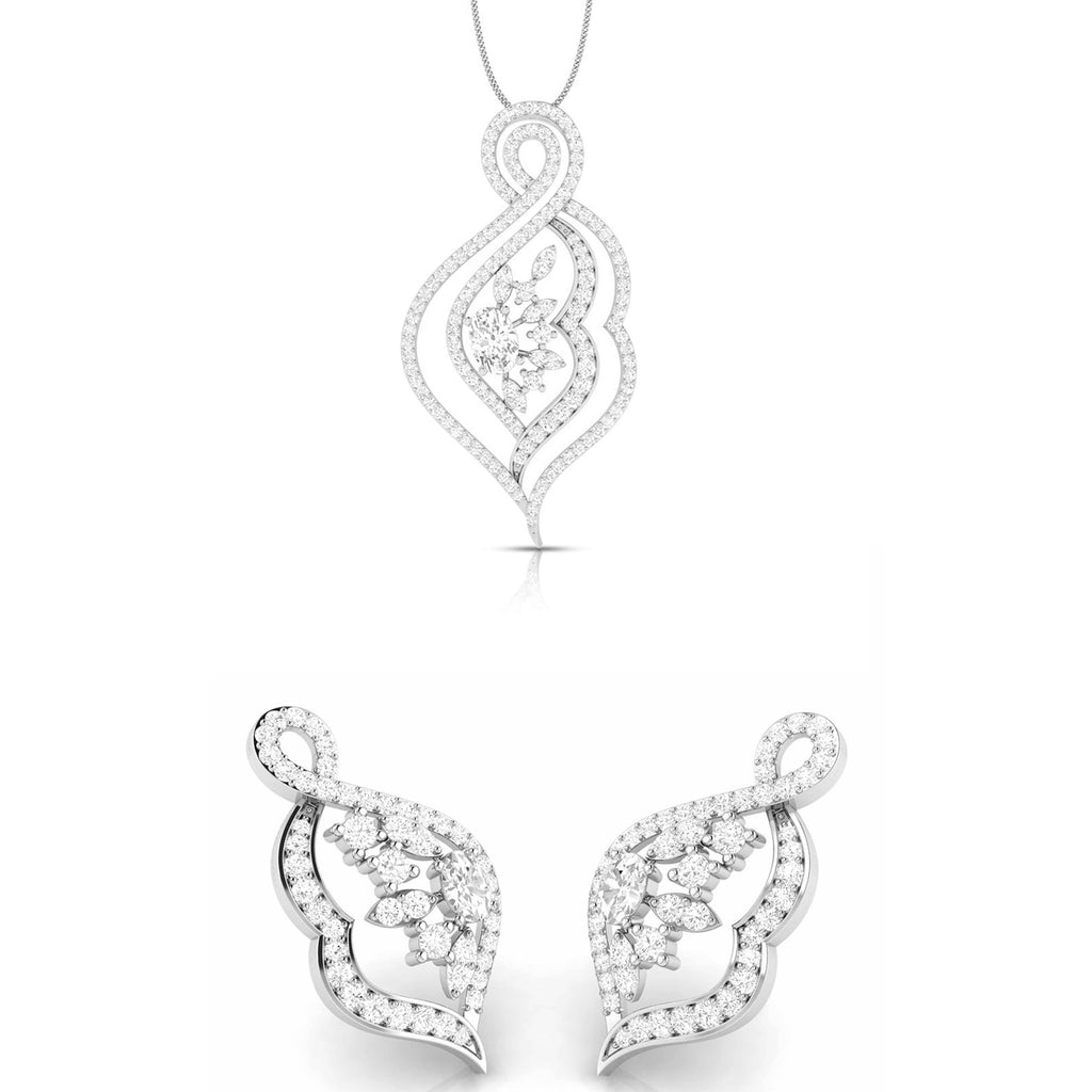 Jewelove™ Pendants & Earrings Pendant Set Designer Platinum Diamond Pendant Set JL PT P NL 8479