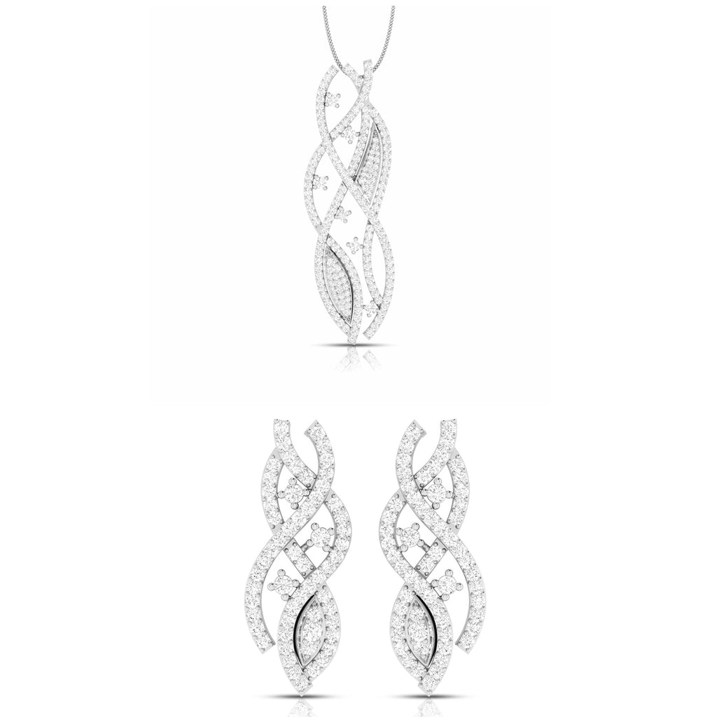 Jewelove™ Pendants & Earrings Pendant Set Designer Platinum Diamond Pendant Set JL PT P NL 8509