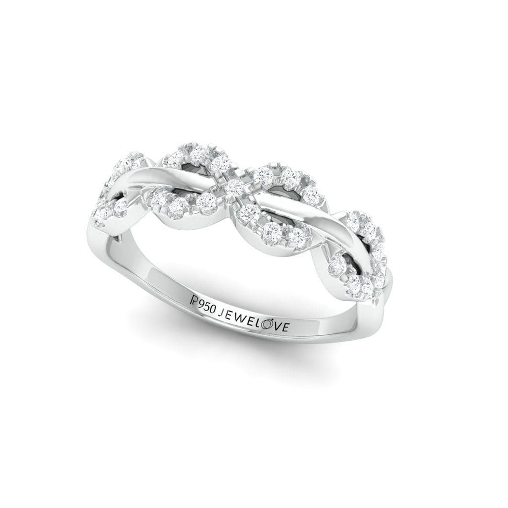 Jewelove™ Rings Women's Band only / SI IJ Designer Platinum Diamond Ring with Infinity Loops for Women JL PT 973