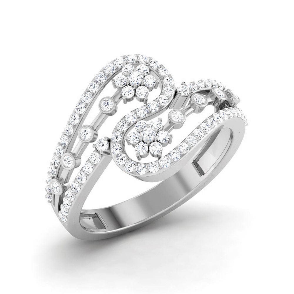 Jewelove™ Rings SI IJ / Women's Band only Designer Platinum Diamond Ring with Twist JL PT R8183