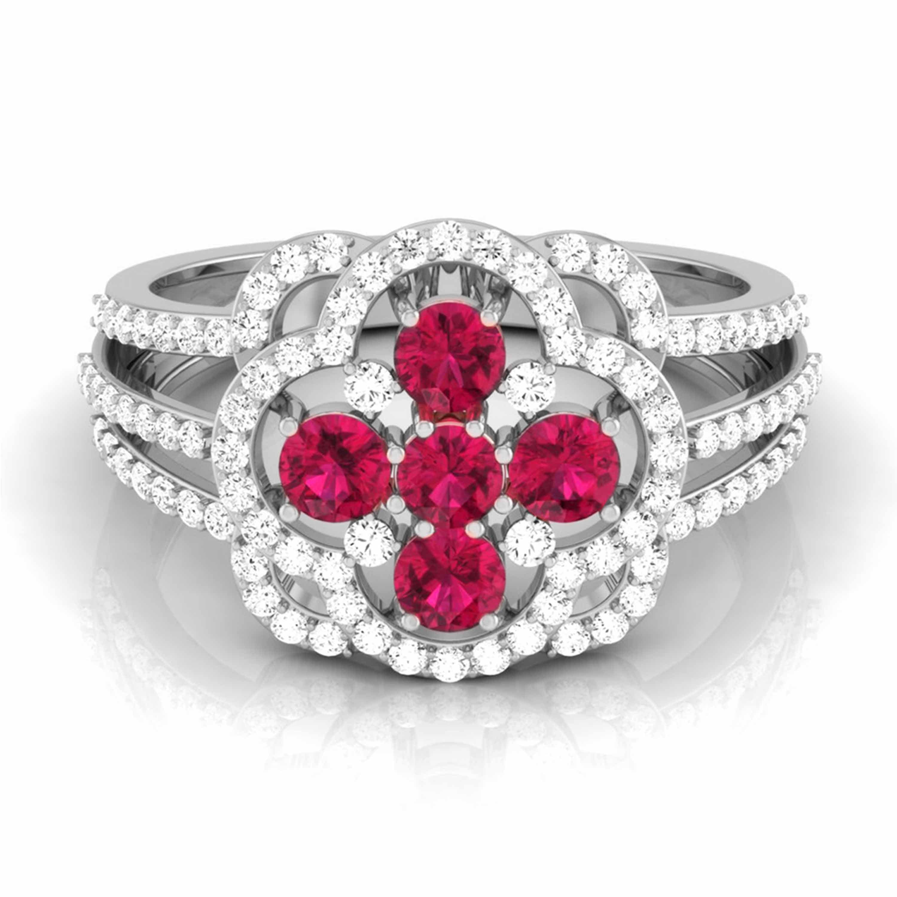 Victorian, Oval-Cut Burmese Ruby and Diamond Five Stone Engagement Rin –  Antique Ring Boutique