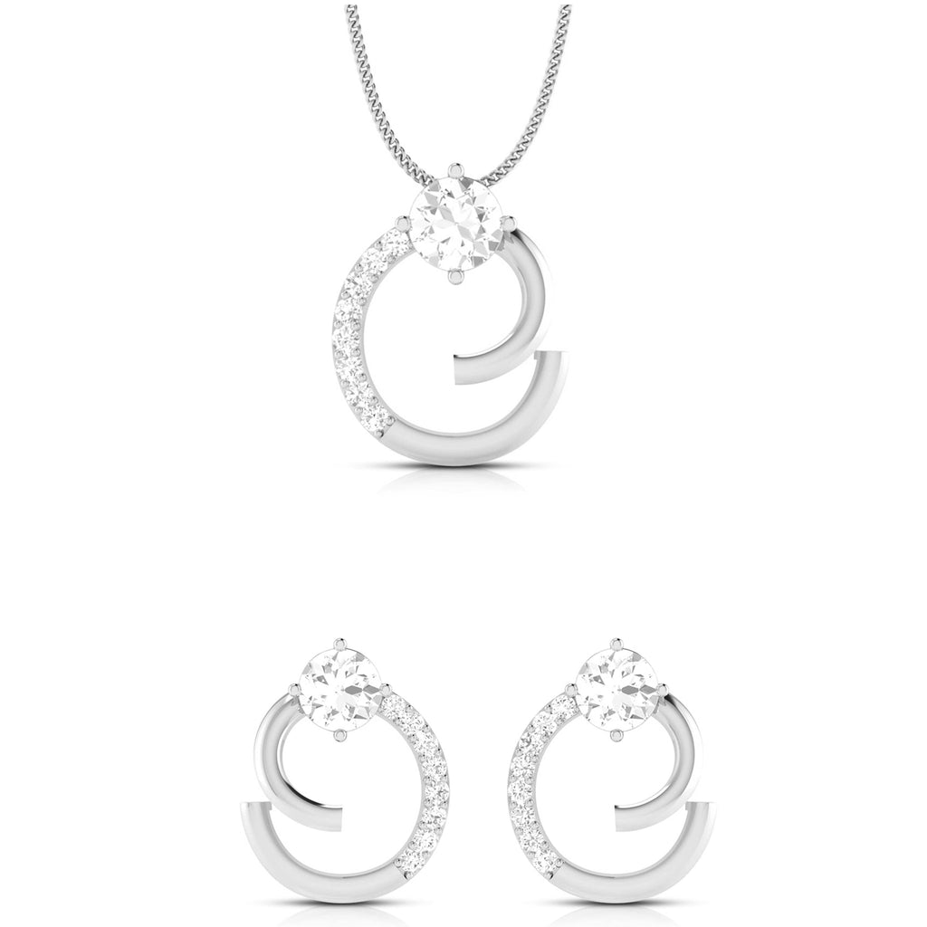 Jewelove™ Pendants & Earrings Pendant Set Designer Platinum Diamond Solitaire Pendant Set for Women JL PT PE 82C
