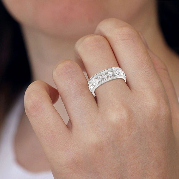 Jewelove™ Rings Designer Platinum Diamond Wedding Ring for Women JL PT RD RN 9289